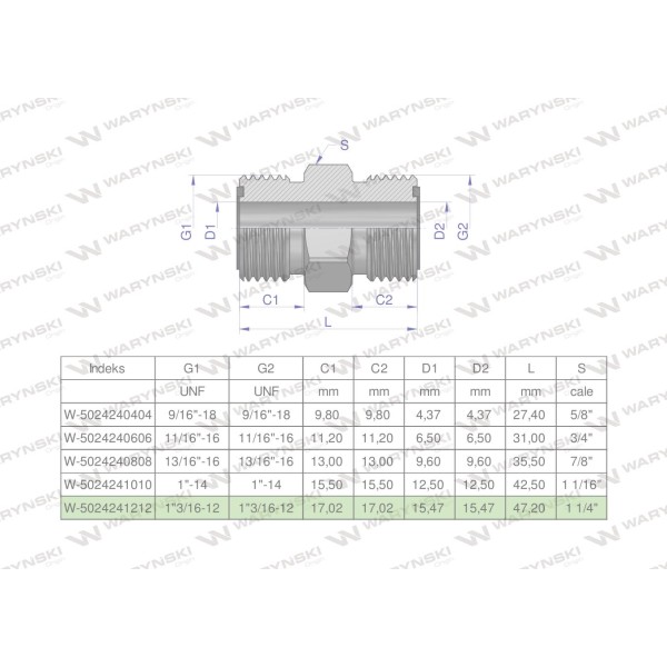 Złączka hydrauliczna calowa BB 1 3/16" 5024241212 | Exvi