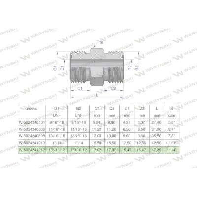 Złączka hydrauliczna calowa BB 1 3/16" 5024241212 | Exvi