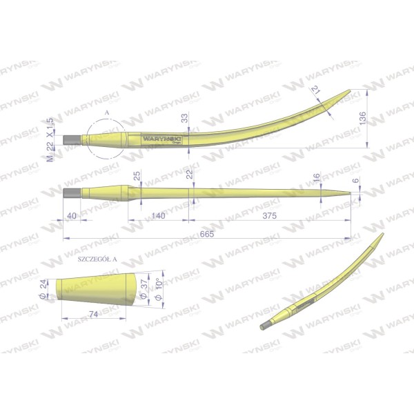 Ząb ładowacza wygięty zamykający L- 680 W9132-680K | Exvi