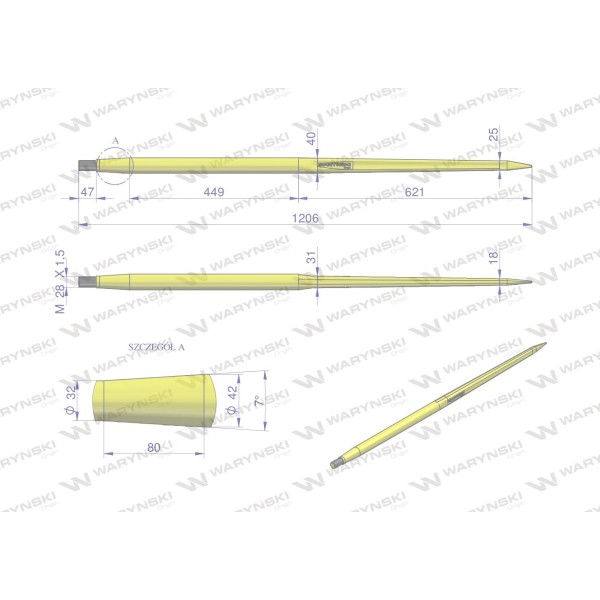 Ząb ładowacza CIĘŻKI uniwersalny prosty W9132-1200P | Exvi