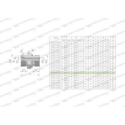 Przyłączka hydrauliczna metryczna BB 5011141518 | Exvi