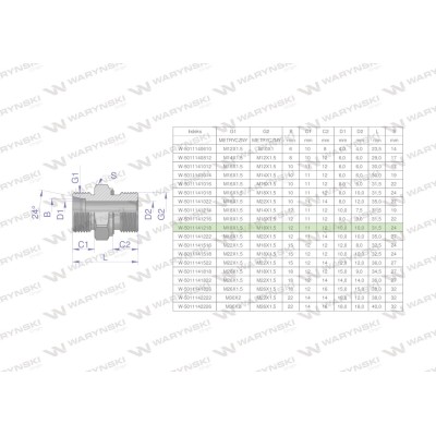 Przyłączka hydrauliczna metryczna BB 5011141218 | Exvi