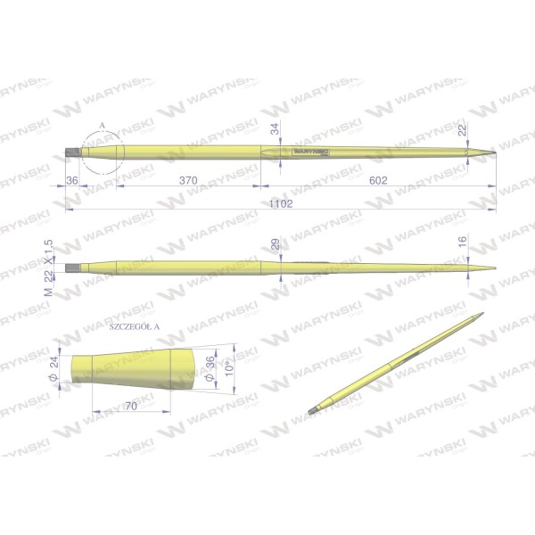 Ząb ładowacza uniwersalny prosty L- 1100 W9132-1000P | Exvi
