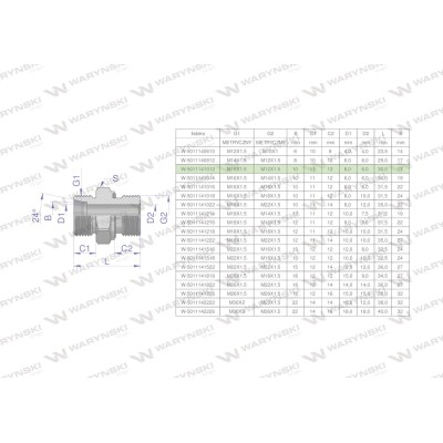 Przyłączka hydrauliczna metryczna BB 5011141012 | Exvi