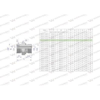 Przyłączka hydrauliczna metryczna BB 5011141014 | Exvi