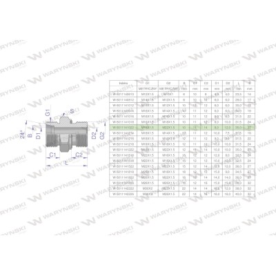 Przyłączka hydrauliczna metryczna BB 5011141022 | Exvi