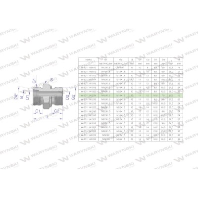 Przyłączka hydrauliczna metryczna BB 5011141214 | Exvi
