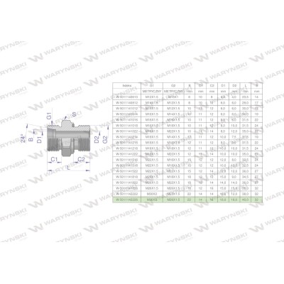 Przyłączka hydrauliczna metryczna BB 5011142226 | Exvi