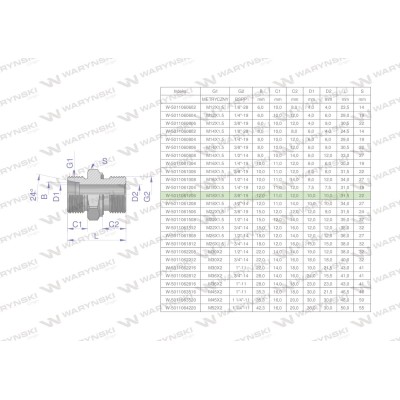 Przyłączka hydrauliczna BB (XGE) M18x1.5 5011061206 | Exvi
