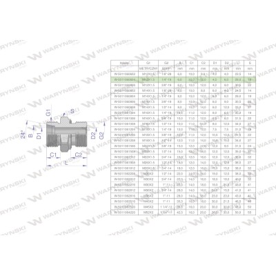 Przyłączka hydrauliczna BB (XGE) M12x1.5 5011060604 | Exvi