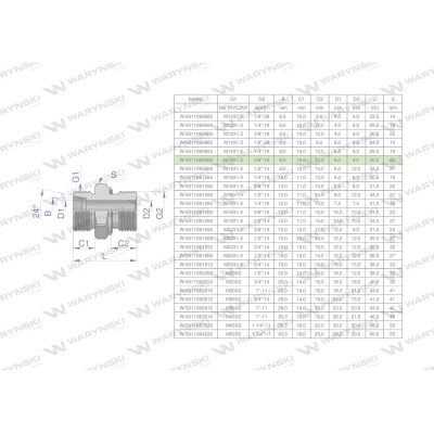 Przyłączka hydrauliczna BB (XGE) M14x1.5 5011060806 | Exvi