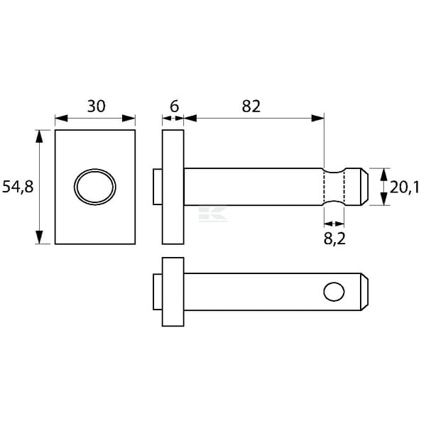 Sworzeń wieszaka poziomującego 20.1x82 mm VLK7018 | Exvi