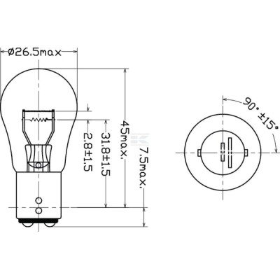 Żarówka S25 12V 21W/5W BAY15d Kramp komplet 10 B1203 | Exvi