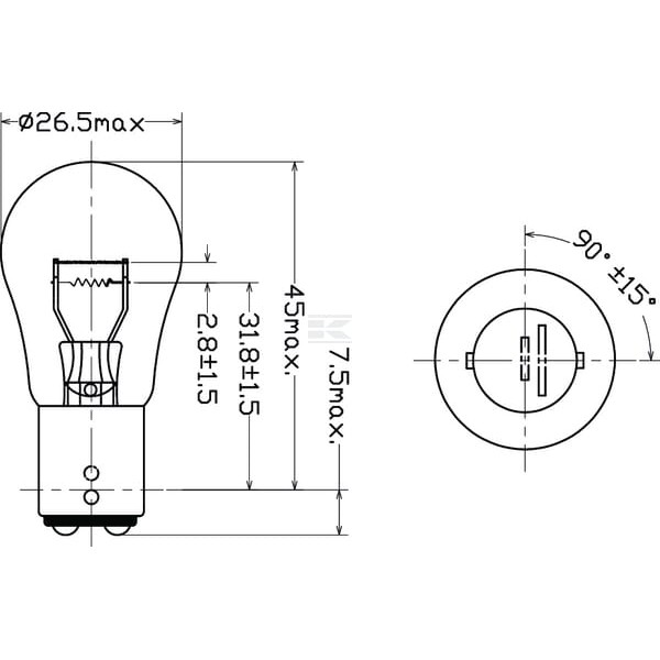 Żarówka S25 12V 21W/5W BAY15d Kramp komplet 10 B1203 | Exvi