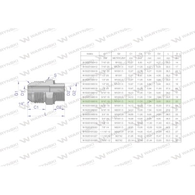 Przyłączka hydrauliczna BB 9/16"UNF (JIC) 5025190616 | Exvi
