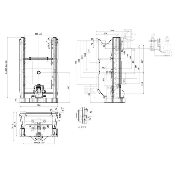 Korpus zaczepu, 325mm K80 00110842A02 | Exvi
