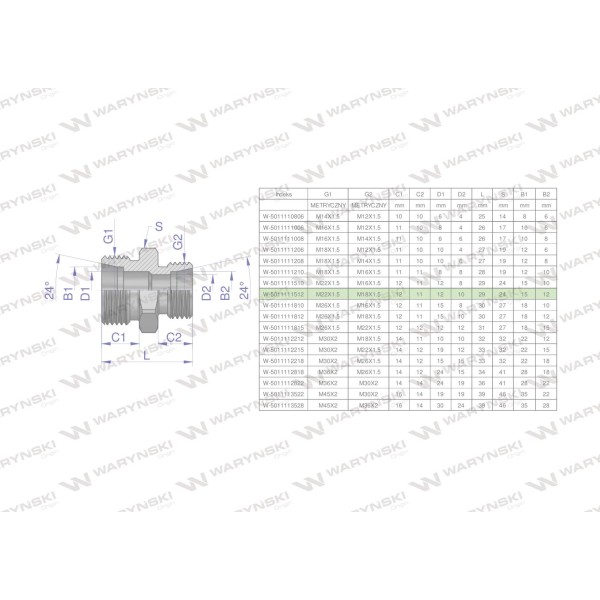 Złączka hydrauliczna redukcyjna metryczna 5011111512 | Exvi
