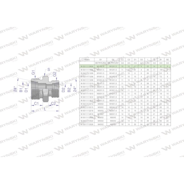 Złączka hydrauliczna redukcyjna metryczna 5011110806 | Exvi