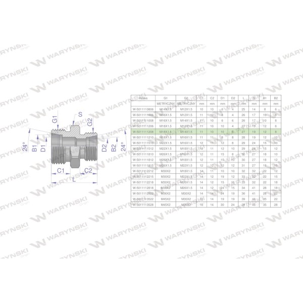 Złączka hydrauliczna redukcyjna metryczna 5011111208 | Exvi