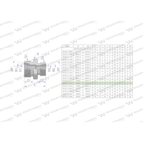 Złączka hydrauliczna redukcyjna metryczna 5011112215 | Exvi