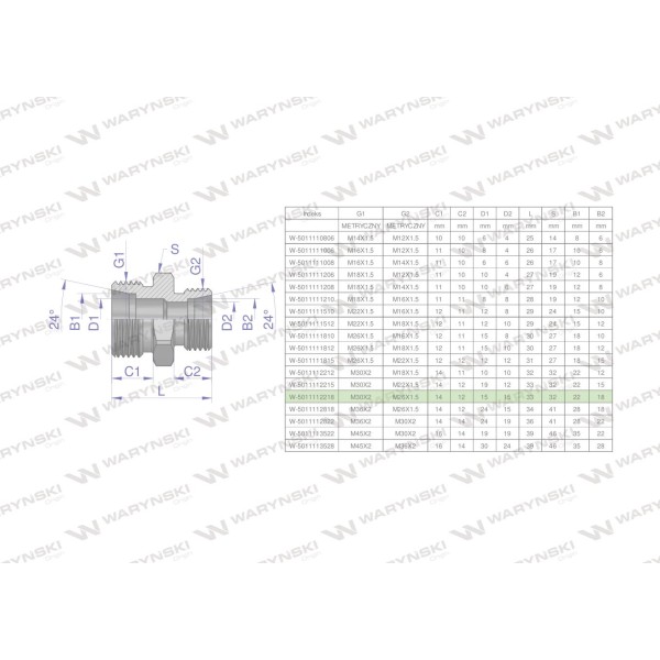 Złączka hydrauliczna redukcyjna metryczna 5011112218 | Exvi