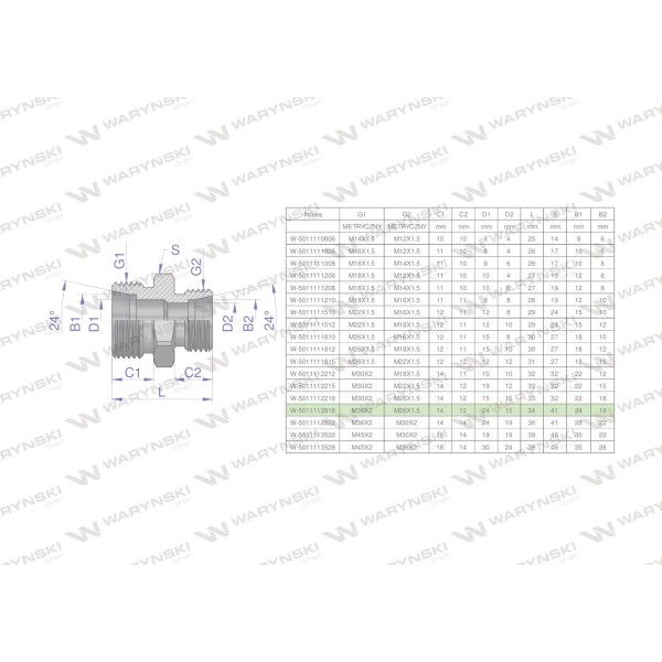 Złączka hydrauliczna redukcyjna metryczna 5011112818 | Exvi