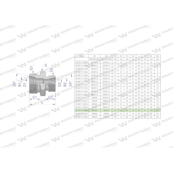 Złączka hydrauliczna redukcyjna metryczna 5011112822 | Exvi