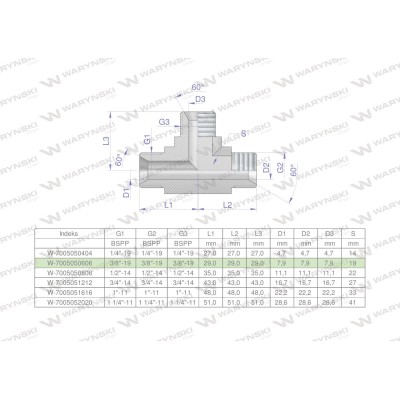 Trójnik hydrauliczny calowy BBB 3/8" BSP 7005050606 | Exvi