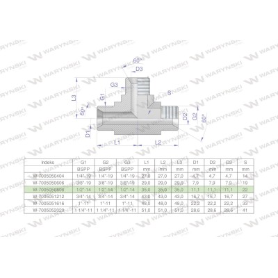Trójnik hydrauliczny calowy BBB 1/2" BSP 7005050808 | Exvi