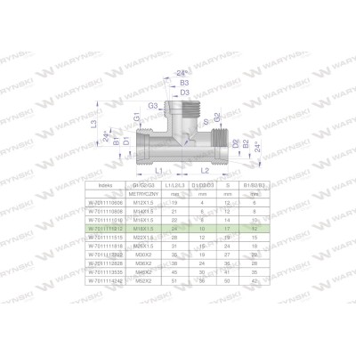 Trójnik hydrauliczny metryczny BBB 7011111212 | Exvi