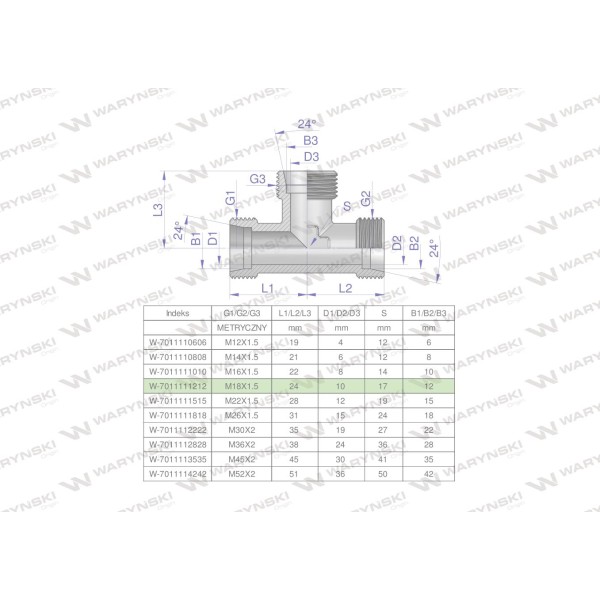 Trójnik hydrauliczny metryczny BBB 7011111212 | Exvi