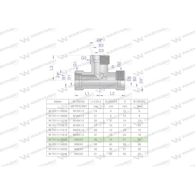 Trójnik hydrauliczny metryczny BBB M30x2 7011112222 | Exvi