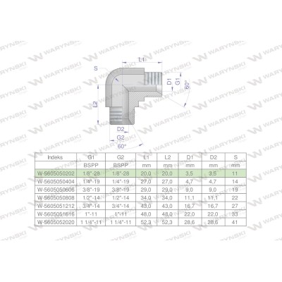 Kolanko hydrauliczne calowe BB 1/8" BSP 5605050202 | Exvi