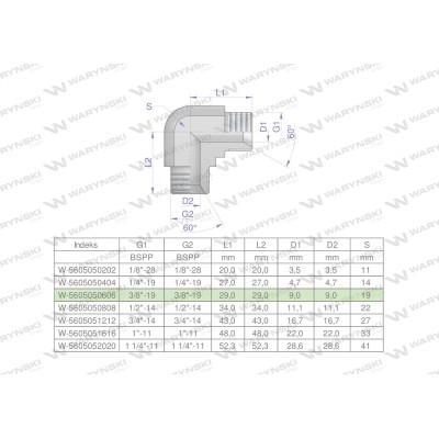 Kolanko hydrauliczne calowe BB 3/8" BSP 5605050606 | Exvi