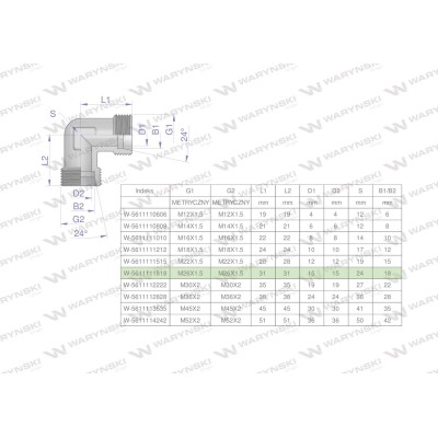 Kolanko hydrauliczne metryczne BB M26x1.5 5611111818 | Exvi