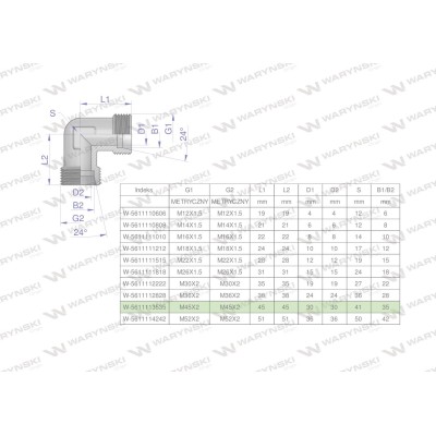 Kolanko hydrauliczne metryczne BB M45x2 5611113535 | Exvi
