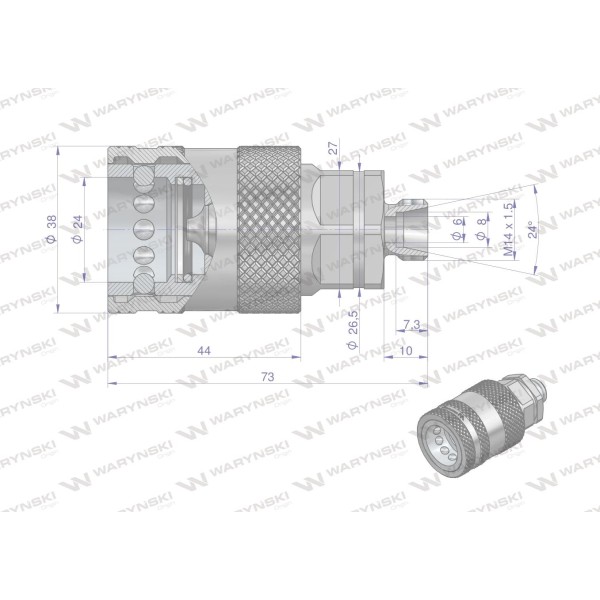 Szybkozłącze hydrauliczne gniazdo WIAM14MZ-PP | Exvi
