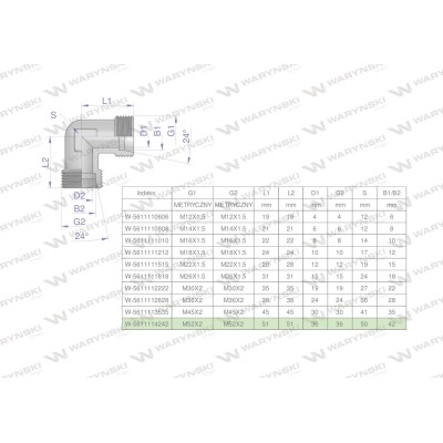 Kolanko hydrauliczne metryczne BB M52x2 5611114242 | Exvi