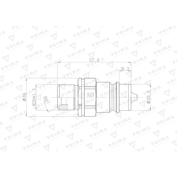 Szybkozłącze hydrauliczne wtyczka EURO V-M20WT | Exvi