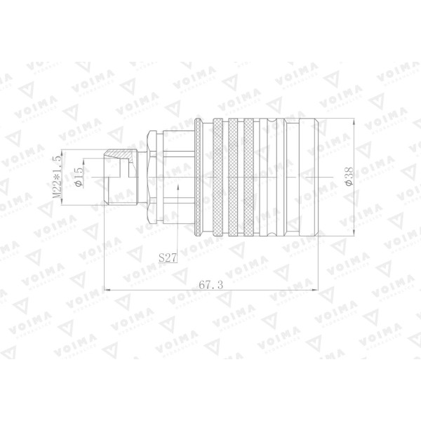 Szybkozłącze hydrauliczne gniazdo EURO V-M22GN | Exvi