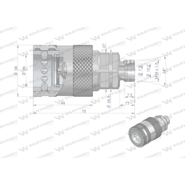 Szybkozłącze hydrauliczne gniazdo WIAM16MZ-PP | Exvi