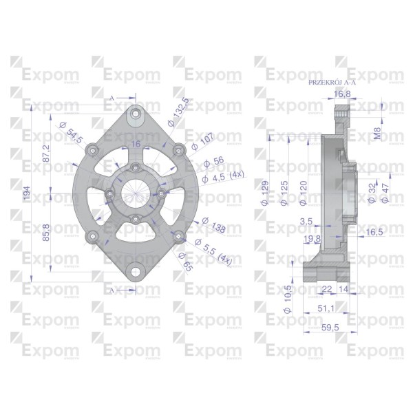 Pokrywa przednia alternatora 0120488205 1125824466EX | Exvi