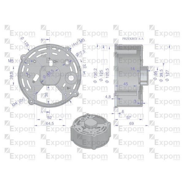 Pokrywa tylna alternatora 0120484017EX 1125884413EX | Exvi