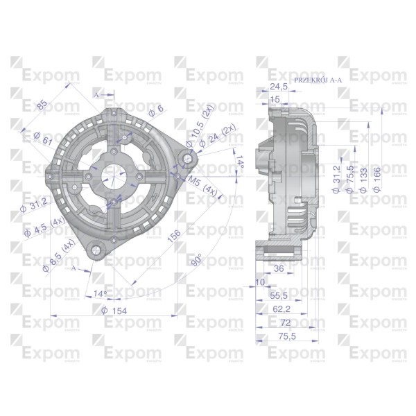 Pokrywa przednia alternatora 0123510074.1EX | Exvi
