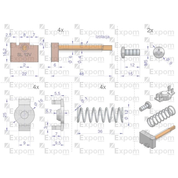 Komplet szczotek rozrusznika MS399EX MSX322EX | Exvi