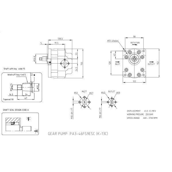 Pompa hydrauliczna zębata (do przyczepy K-013C | Exvi