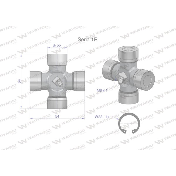 Krzyżak wału 22x54 Seria 1R Waryński W219101 WR219101 | Exvi