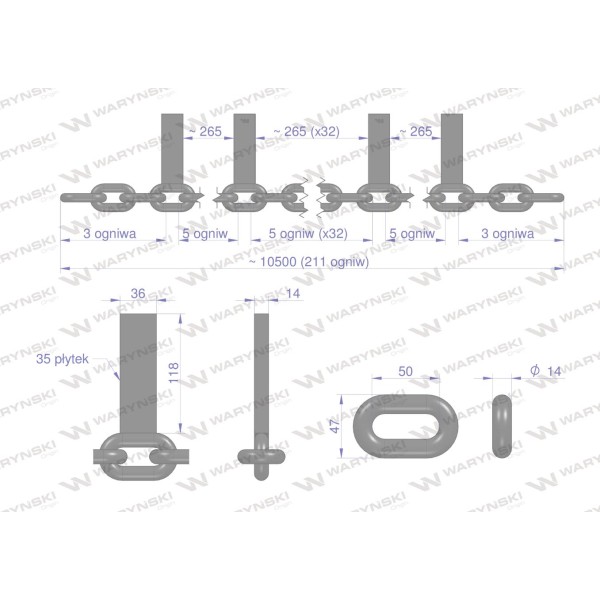 Łańcuch 35-l. 36x118x14 wsuwany klasa 5 2244050021 | Exvi