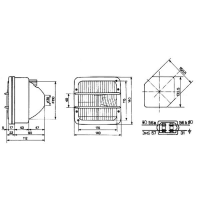 Reflektor kwadratowy, 140x112x112 mm Cobo 05230000 | Exvi