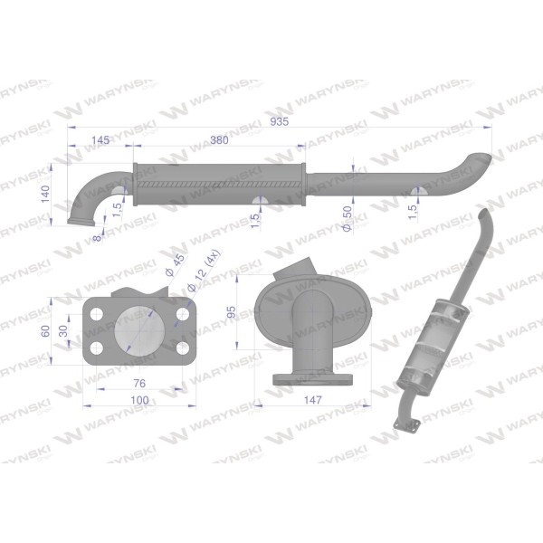 Tłumik T25 WARYŃSKI D21A1201W | Exvi